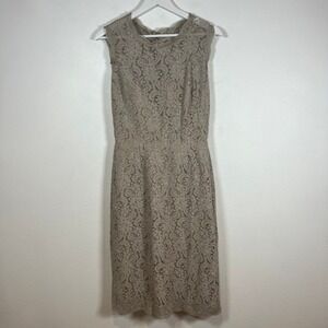 VTG Watters & Watters Floral Lace Cocktail Sheath Dress Womens Size 8-10 Taupe